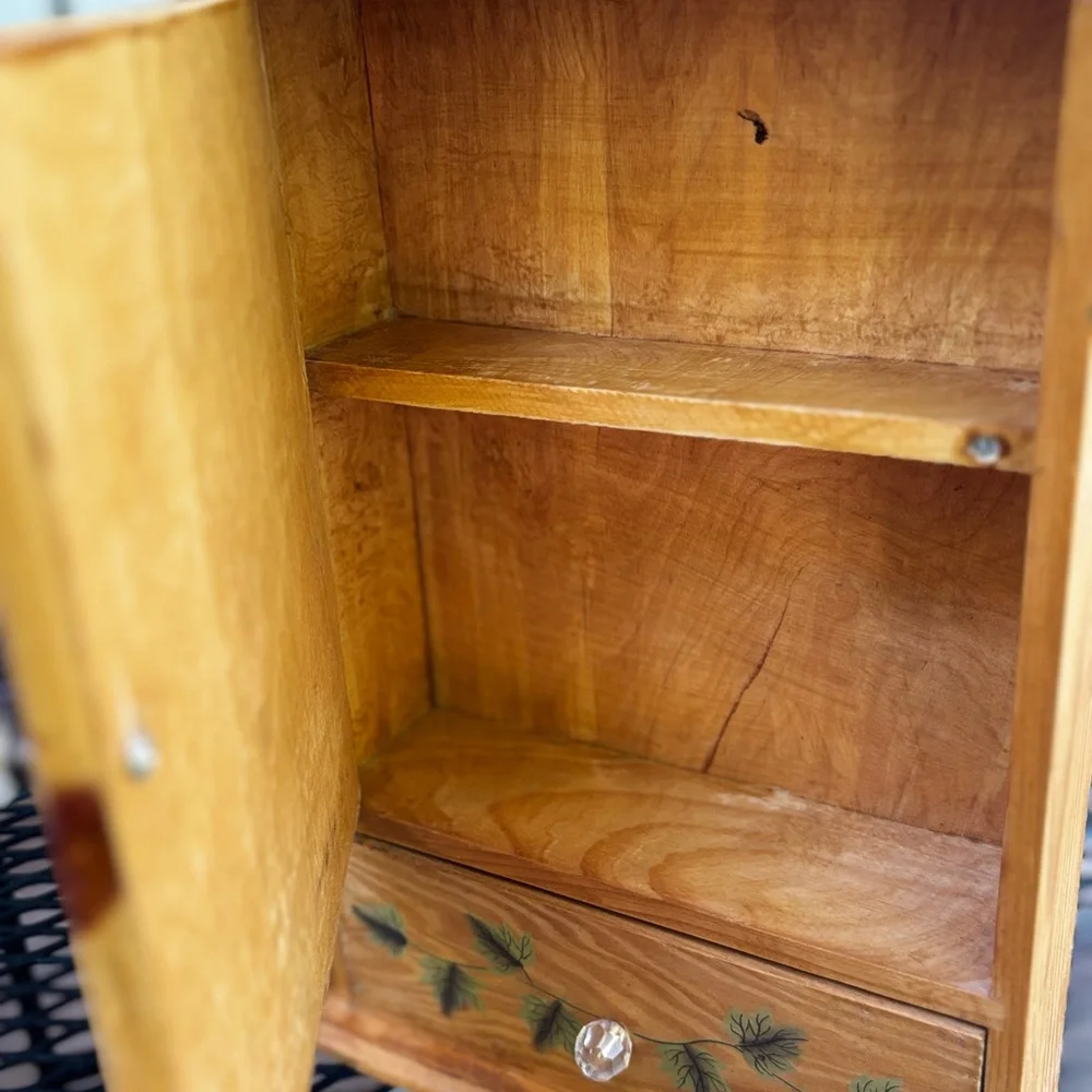 Wooden Wall Shelf with Grape Design
